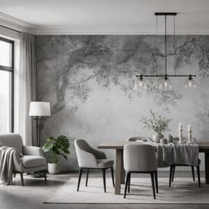 Empapelado mural Shades of Olive 2 de ALCHEMYST aplicado en un comedor