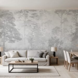 Empapelado mural Shades of Woods 2 de ALCHEMYST aplicado en un living comedor