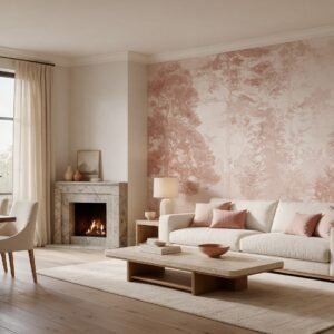 Empapelado mural Shades of Woods 4 de ALCHEMYST aplicado en un living comedor