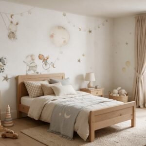 Empapelado infantil Sleeping Moon 1 de ALCHEMYST aplicado en un cuarto de niños