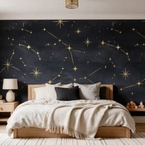Empapelado infantil Stars 4 de ALCHEMYST aplicado en un cuarto de niños