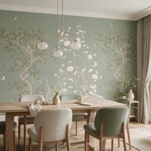 Empapelado mural Whispered Blossom 01 de ALCHEMYST aplicado en un comedor