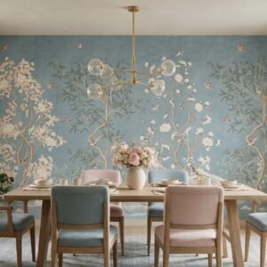 Empapelado mural Whispered Blossom 04 de ALCHEMYST aplicado en un comedor