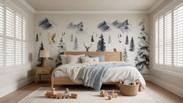 Empapelado mural Winter Wonderland de ALCHEMYST aplicado en un cuarto de niños