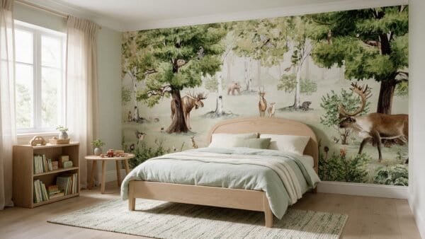 Empapelado mural Woodland Wonders de ALCHEMYST aplicado en un cuarto de niños