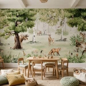 Empapelado mural Woodland Wonders de ALCHEMYST aplicado en una sala de juegos