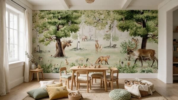 Empapelado mural Woodland Wonders de ALCHEMYST aplicado en una sala de juegos