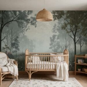 Empapelado infantil Bunny 01 de ALCHEMYST aplicado en un cuarto de bebé
