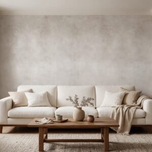 Empapelado Mural Texture Sand 01 de ALCHEMYST aplicado en un living comedor