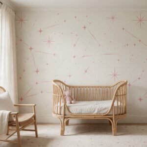 Empapelado infantil Stars 3 de ALCHEMYST aplicado en un cuarto de bebé
